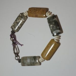 Jasper and bone bracelet handmade